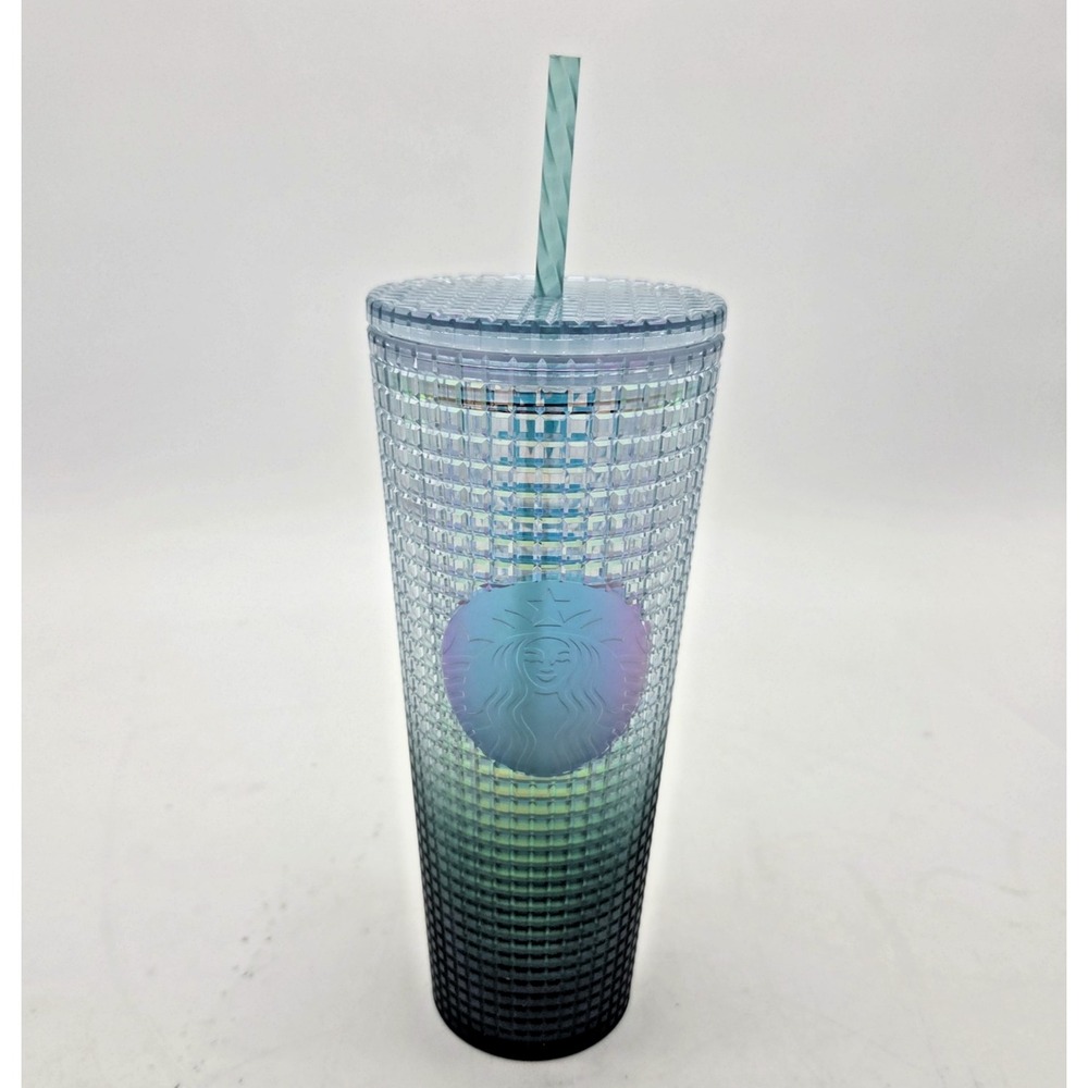 Starbucks 2022 Jade Green Ombre Grid Studded Venti Tumbler (24 oz) New